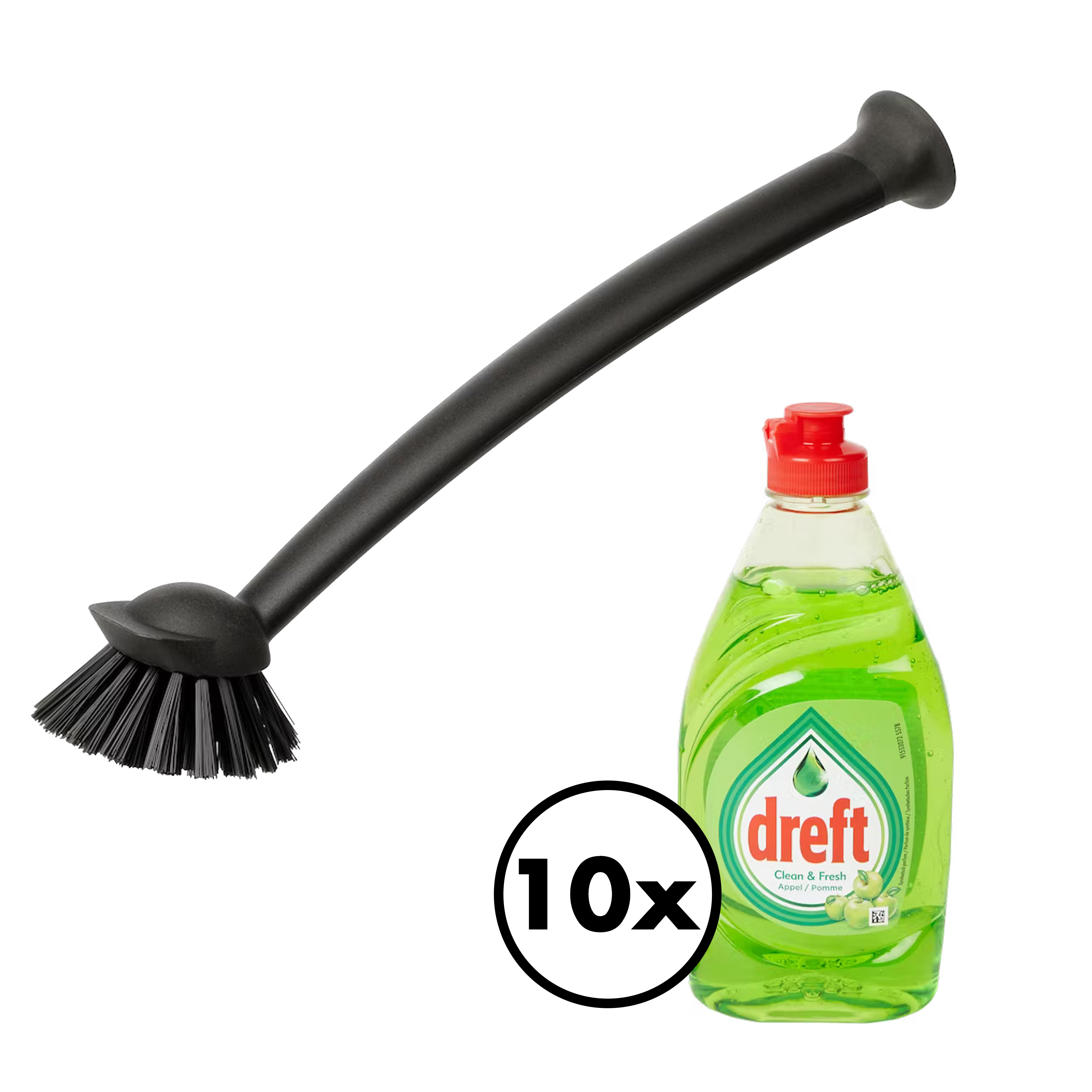 10 flessen dreft + afwasborstel