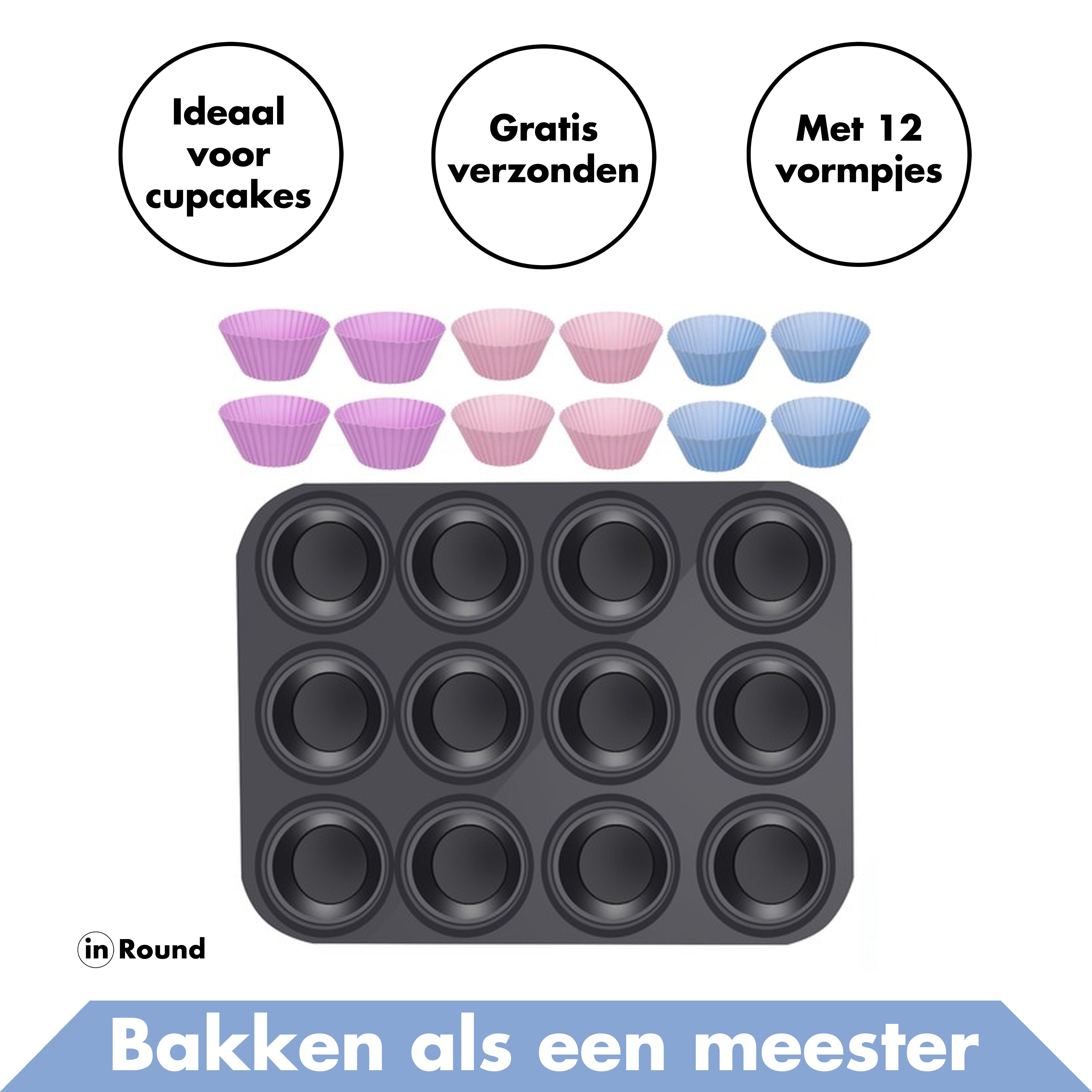 4 pack Cupcake bakvormen met vormpjes MET CUPCAKEMIX!