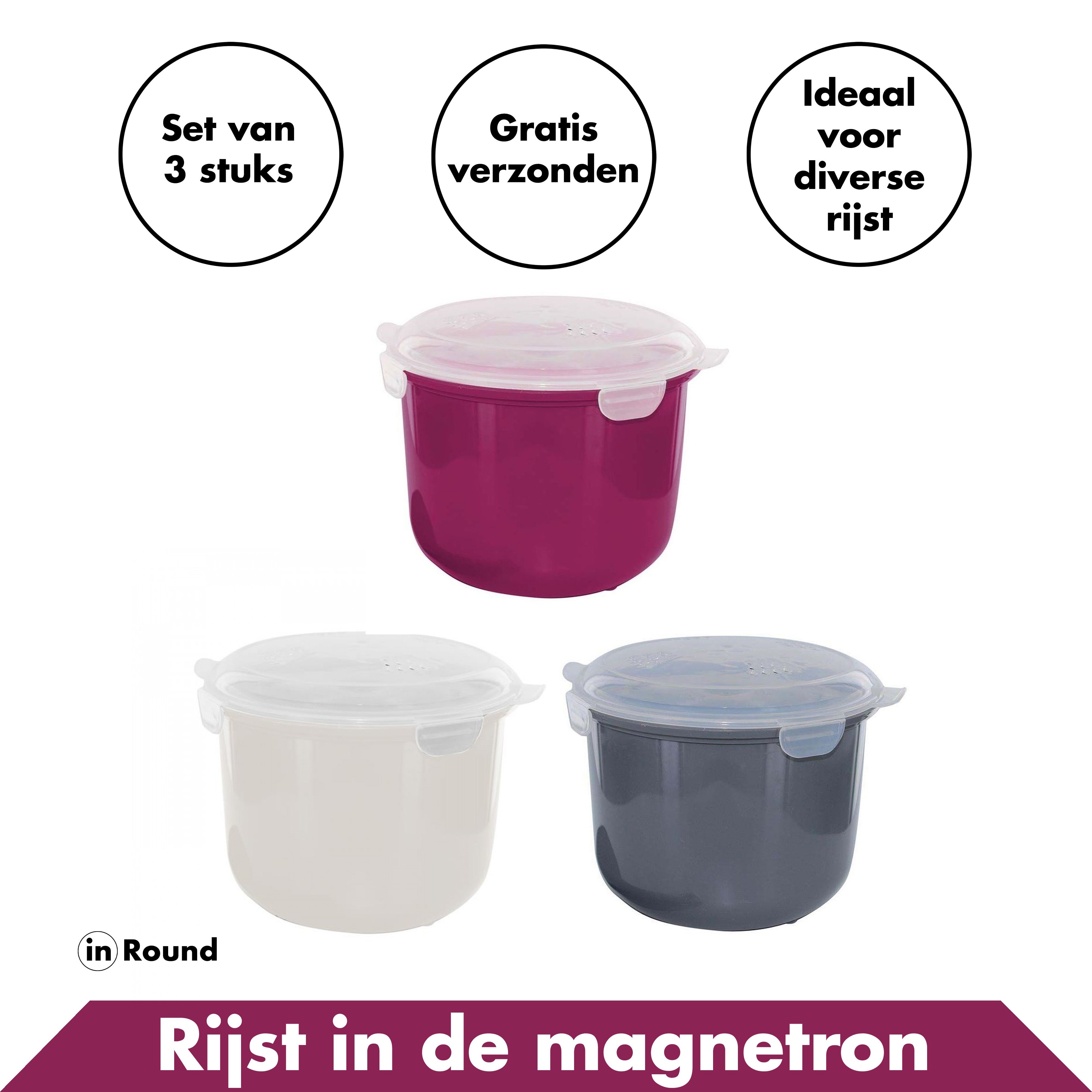 Rijstkokerset van 3 kleuren