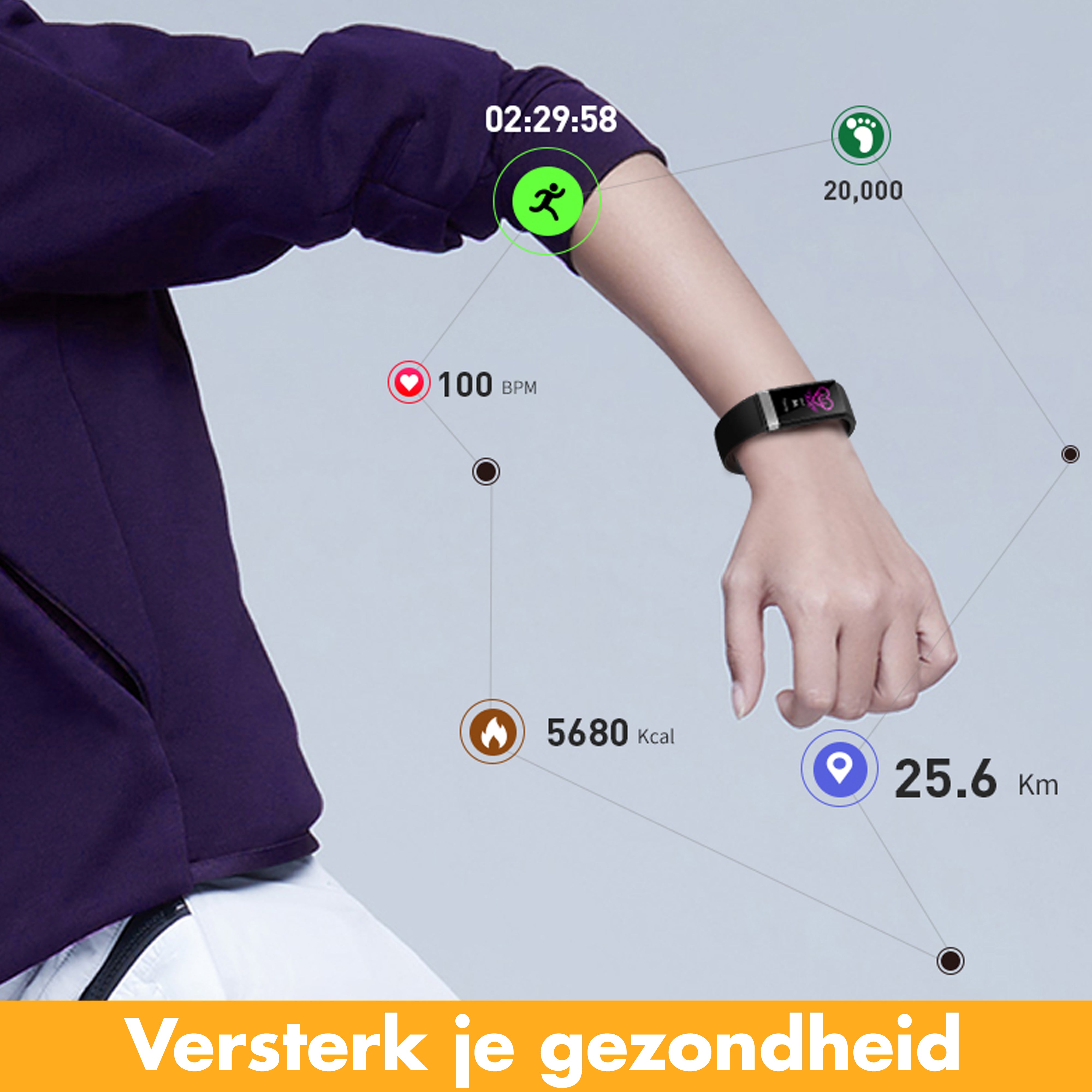 SmartWatch V19 - Zwart